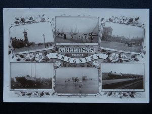 Lincolnshire SKEGNESS 6 Image Multiview inc THE WHALE SHIP c1911 RP Postcard