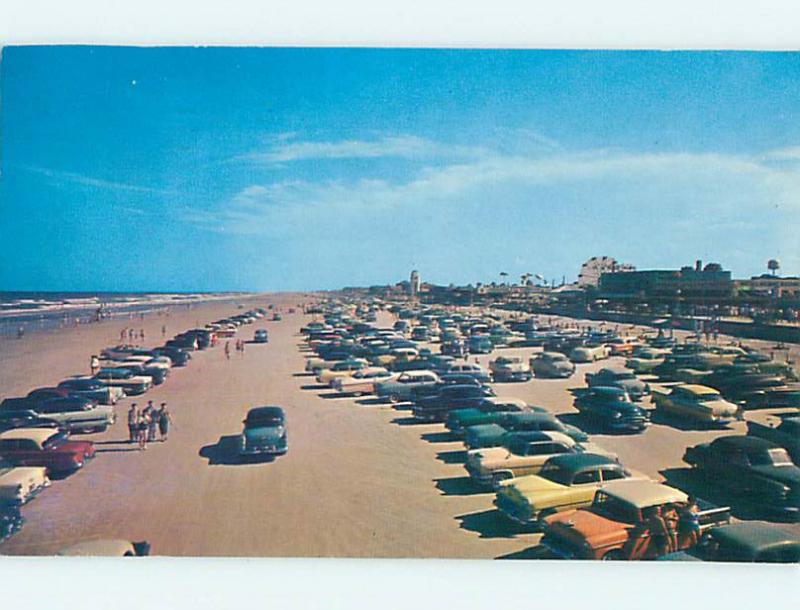 Pre-1980 LOTS OF OLD CARS AT BEACH Jacksonville Florida FL M7602