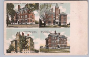 Four Schools In St Thomas, Ontario, Antique 1909 Multiview Postcard