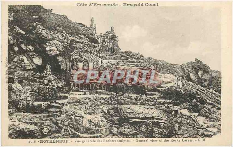 Postcard Old Rotheneuf Vue Generale des Rochers Sculptes Emerald Coast