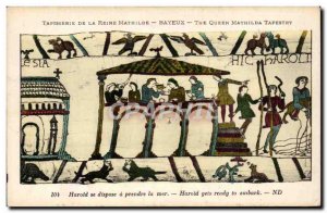 Postcard Old Bayeux Tapestry of Queen Mathilde Harold is willing to go to sea