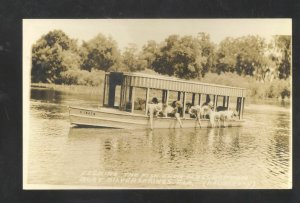 RPPC SILVER SPRINGS FLORIDA FEEDING FISH FROM BOAT REAL PHOTO POSTCARD