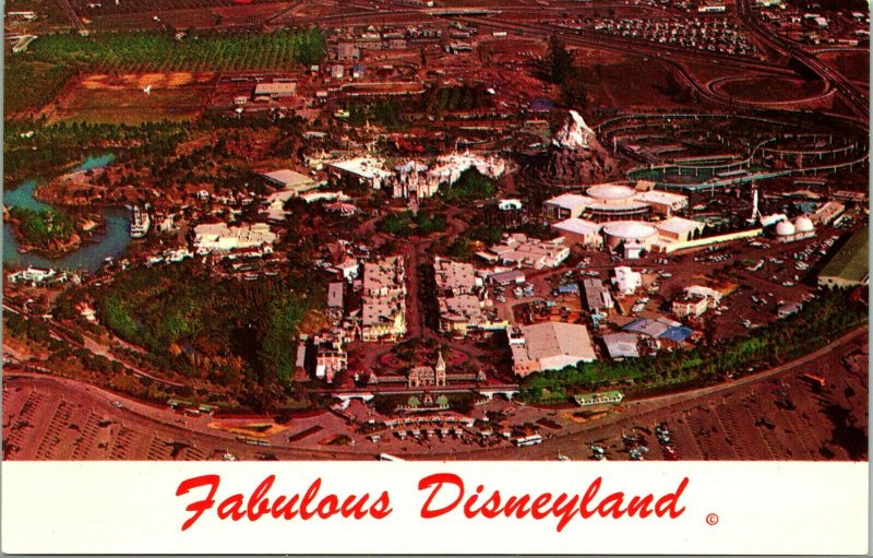 Vtg Postcard 1960s Fabulous Disneyland Aerial View  Mac Miller - Unused