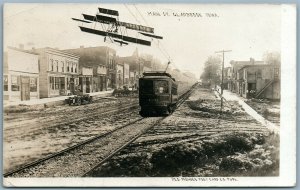 GLADBROOK IA MAIN STREET AIRPLANE ANTIQUE REAL PHOTO POSTCARD RPPC MONTAGE