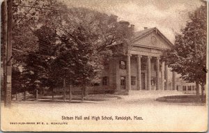 Vtg 1910s Stetson Hall and High School Randolph Massachusetts MA Postcard