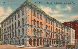 Vintage Postcard 1930's Post Office & Parcel Post Building Richmond VA Virginia