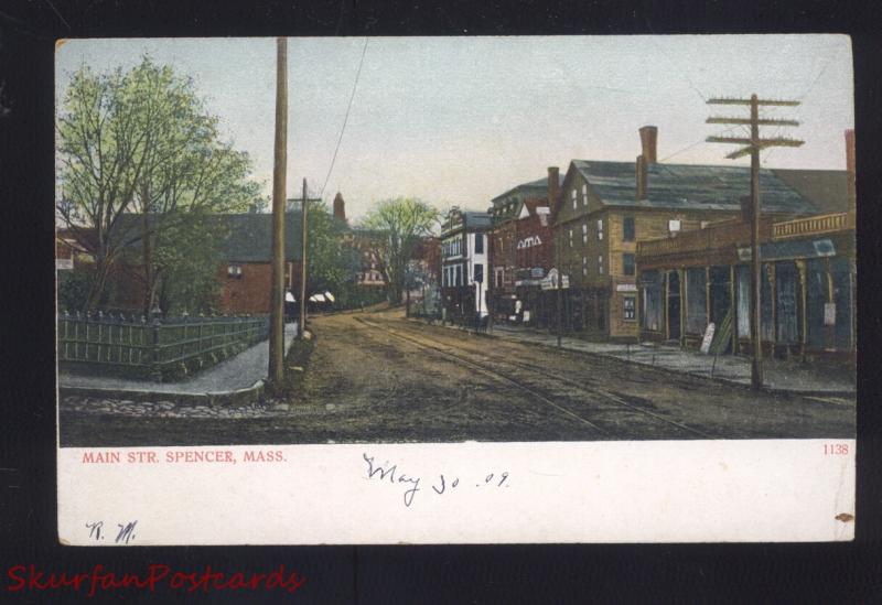 SPENCER MASSACHUSETTS DOWNTOWN MAIN STREET SCENE VINTAGE 