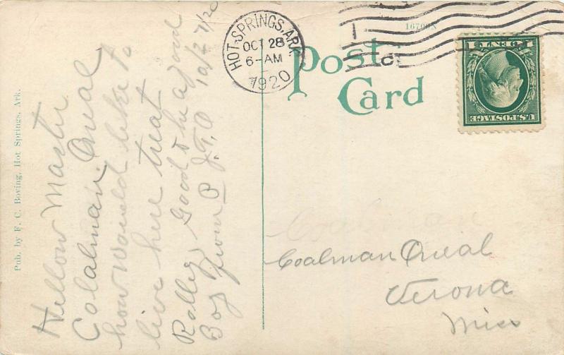 Buckstaff Baths - Hot Springs, AR ARK w/Racist Text POSTCARD 1915