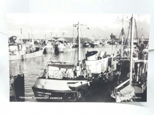 Trawler Boat Ranworth Queen Lowestoft Harbour Vintage Real Photo Postcard 1950s