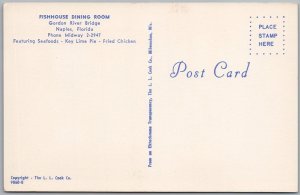 Naples FL Fishhouse Dining Room Gordon River Bridge Chrome Postcard H82