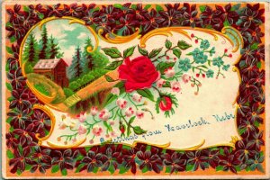 Floral Greetings From Havelock Nebraska NE Embossed DB Postcard Hand Cancel P9