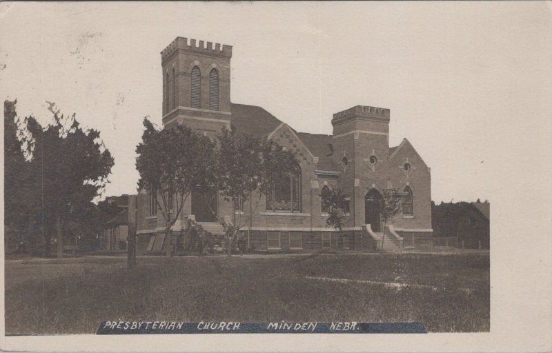 RPPC Postcard Presbyterian Church Minden Nebraska NE