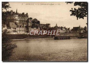 Amboise Old Postcard The castle and the dock