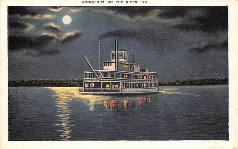 Unidentified River Steamship Painting Ferry Boat Ship 
