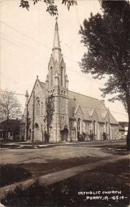 Perry Iowa Catholic Church Real Photo Antique Postcard K77315