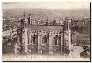 Old Postcard Lyon Fourviere Notre Dame View from the & # 39Ascenseur the Towe...