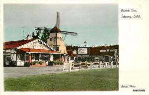 1950s SOLVANG California Danish Inn hand Tinted RPPC Real photo Windmill 5518