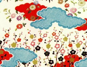 Japanese Greeting Card Kimono Shaped Cut Out Floral w/envelope Lyric VTG JG11 