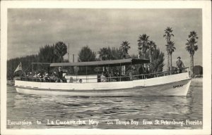 St Petersburg Florida FL La Cucaracha Key Excursion Boat RPPC Vintage Postcard