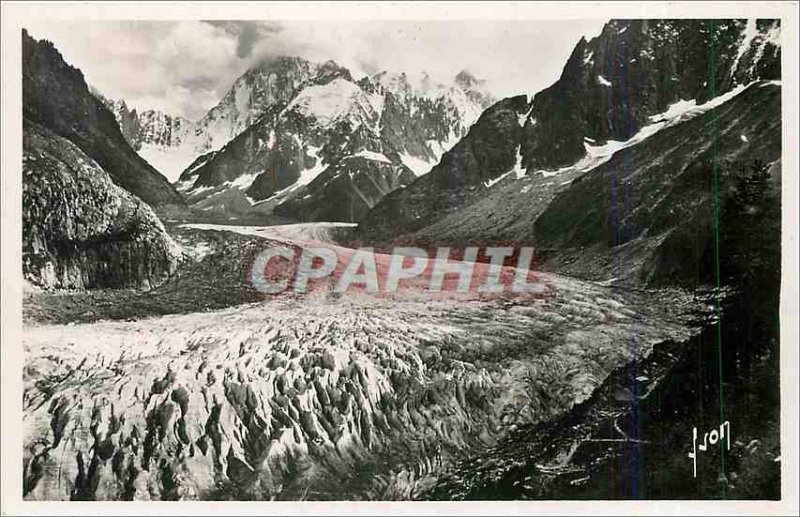 Old Postcard Chamonix Haute Savoie Sea ice in the bottom of the Grandes Jorasses