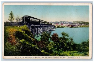 c1920s M.C.R.R. Bridge Across The Androscoggin Lewiston Maine Unposted Postcard