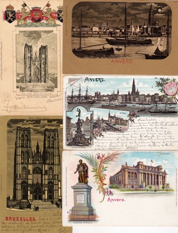 BELGIUM 77 Vintage Litho Postcards pre-1910 (L2914)