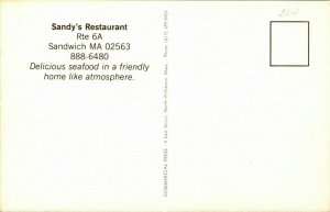 Sandys Restaurant Multi View Sandwich MA Dining Sign VTG Postcard UNP Unused 