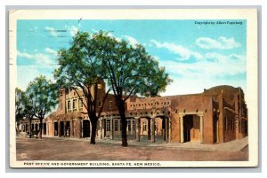 Vintage 1923 Postcard Adobe Post Office Government Building Santa Fe New Mexico