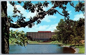 Postcard Moline Illinois IL John Deere & Company Admin Center Lake 1960s View