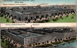 Postcard The Studebaker Corporation Plants No 1 and 3 in Detroit, Michigan