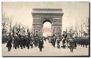 Old Postcard November 11 The Flags Of Army Regiments Dissolved Paris Arc de T...