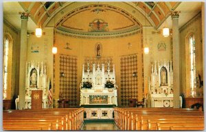 Sainte Ann's Church Interior View Mackinac Island Michigan MI Religious Postcard