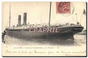 Old Postcard Boat Havre Transatlantic Output Brittany