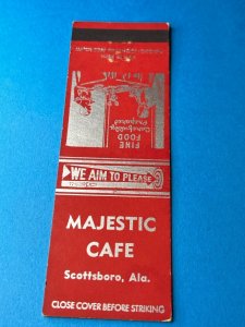 Vintage Matchbook Cover Majestic Cafe Scottsboro, Alabama MB155