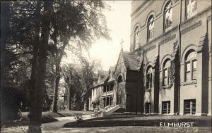 Elmhurst Illinois IL? College Building? c1910 Real Photo Postcard