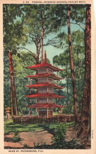 Vintage Postcard Pagoda Japanese Garden Eagles Nest Near St. Petersburg Florida