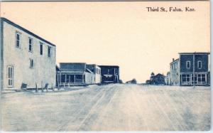 FALUN, KS Kansas       3RD  STREET  SCENE  FALSE FRONTS  c1910s     Postcard