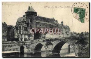 Old Postcard Laval Old Bridge and the Castle