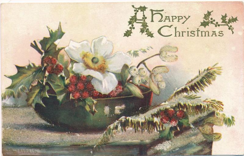 Christmas Greetings - Holly Time - Flower Center Piece - DB - Tuck