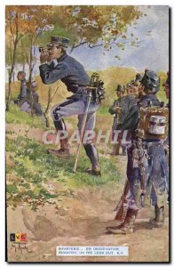 Postcard Old Army Infantry in observation