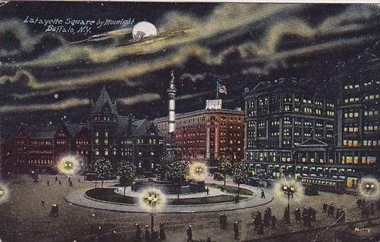 New York Buffalo Lafayette Square By Moonlight 1915