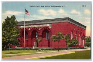 Phillipsburg New Jersey Postcard United States Post Office c1940 Vintage Antique