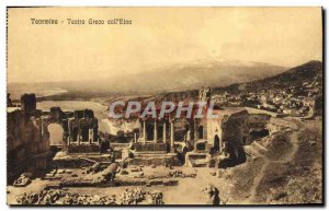 Old Postcard Taormina Teatro Greco Coll Etna Volcano