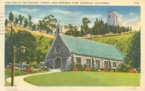 Glendale California Forest Lawn Wee Kirk of the Heather 1938 WB  Postcard Unused
