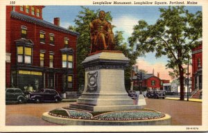 Maine Portland Longfellow Square With Longfellow Monument 1947 Curteich