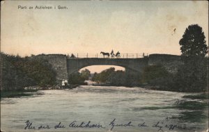 Tonsberg Norway Parti av Aulielven I Sem Bridge c1910 Vintage Postcard