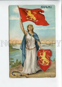 3155669 FINLAND Flag & ARM Ragnhild Sellen Vintage postcard