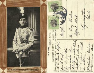 Crown Prince Alexander I of Yugoslavia in Uniform Medals (1909) Postcard