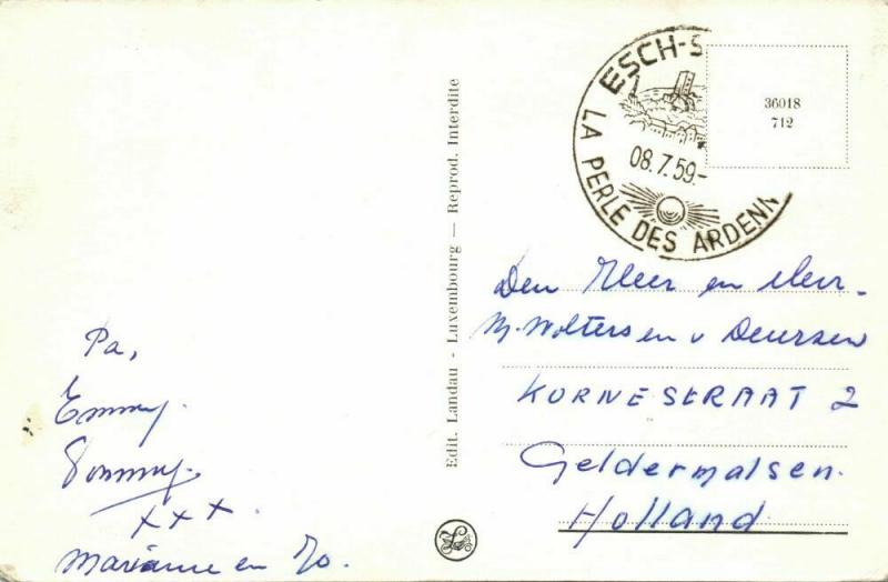 luxemburg, ESCH-SUR-SÛRE, Le Camping (1959) Postcard