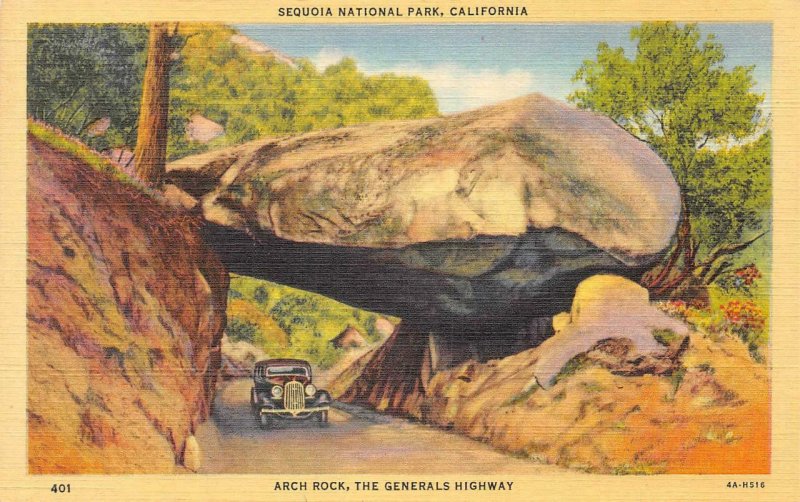 ARCH ROCK Generals Highway, Sequoia National Park, CA c1940s Vintage Postcard